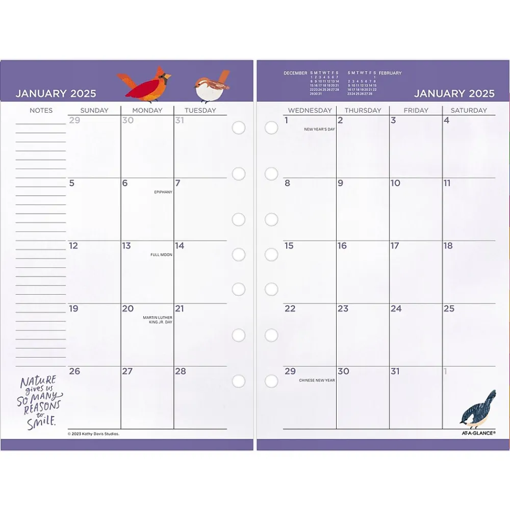 Calendars & Planners Refills|AT-A-GLANCE 2025 Kathy Davis 8.5" x 5.5" Daily & Monthly Planner Refill, Multicolor (KD81-125-25)