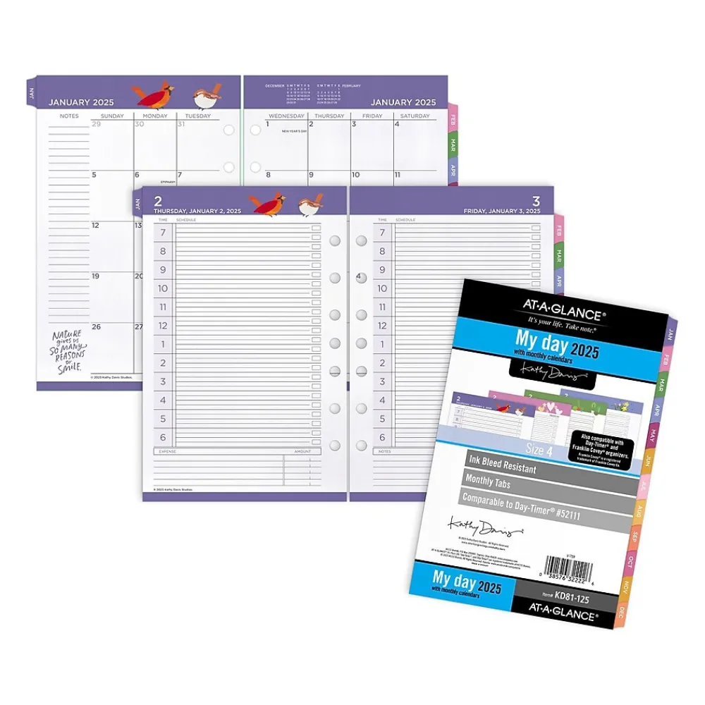 Calendars & Planners Refills|AT-A-GLANCE 2025 Kathy Davis 8.5" x 5.5" Daily & Monthly Planner Refill, Multicolor (KD81-125-25)