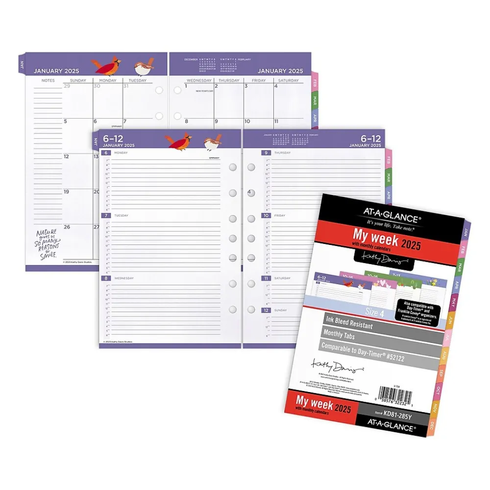 Calendars & Planners Refills|AT-A-GLANCE 2025 Kathy Davis 8.5" x 5.5" Weekly & Monthly Planner Refill, Multicolor (KD81-285Y-25)