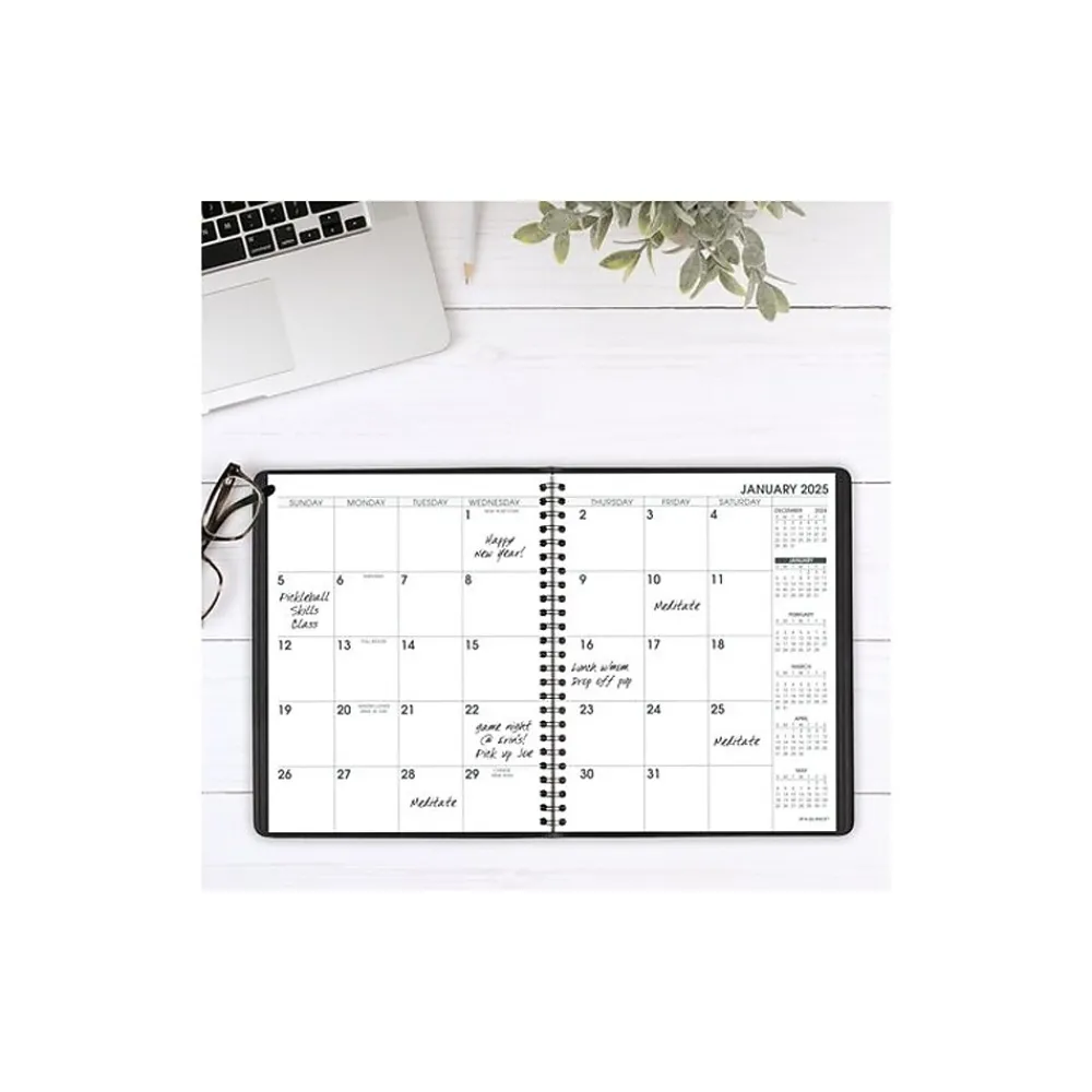 2025 Planners|AT-A-GLANCE 2025 Large Print 7" x 8.75" Monthly Planner, Faux Leather Cover, Black (70-LP09-05-25)