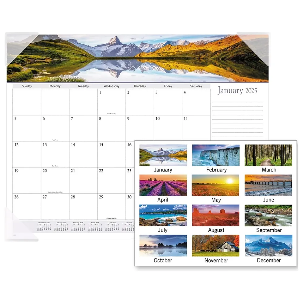2025 Calendars|AT-A-GLANCE 2025 Panoramic Landscape 21.75" x 17" Monthly Desk Pad Calendar (89802-25)