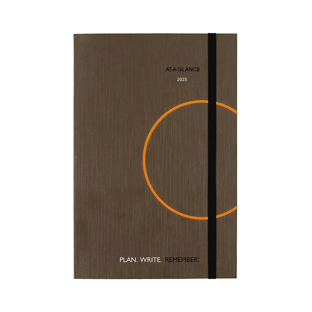 2025 Planners|AT-A-GLANCE 2025 Plan. Write. Remember. 5" x 8.25" Daily Planner, Paperboard Cover, Brown/Orange (70-6201-30-25)