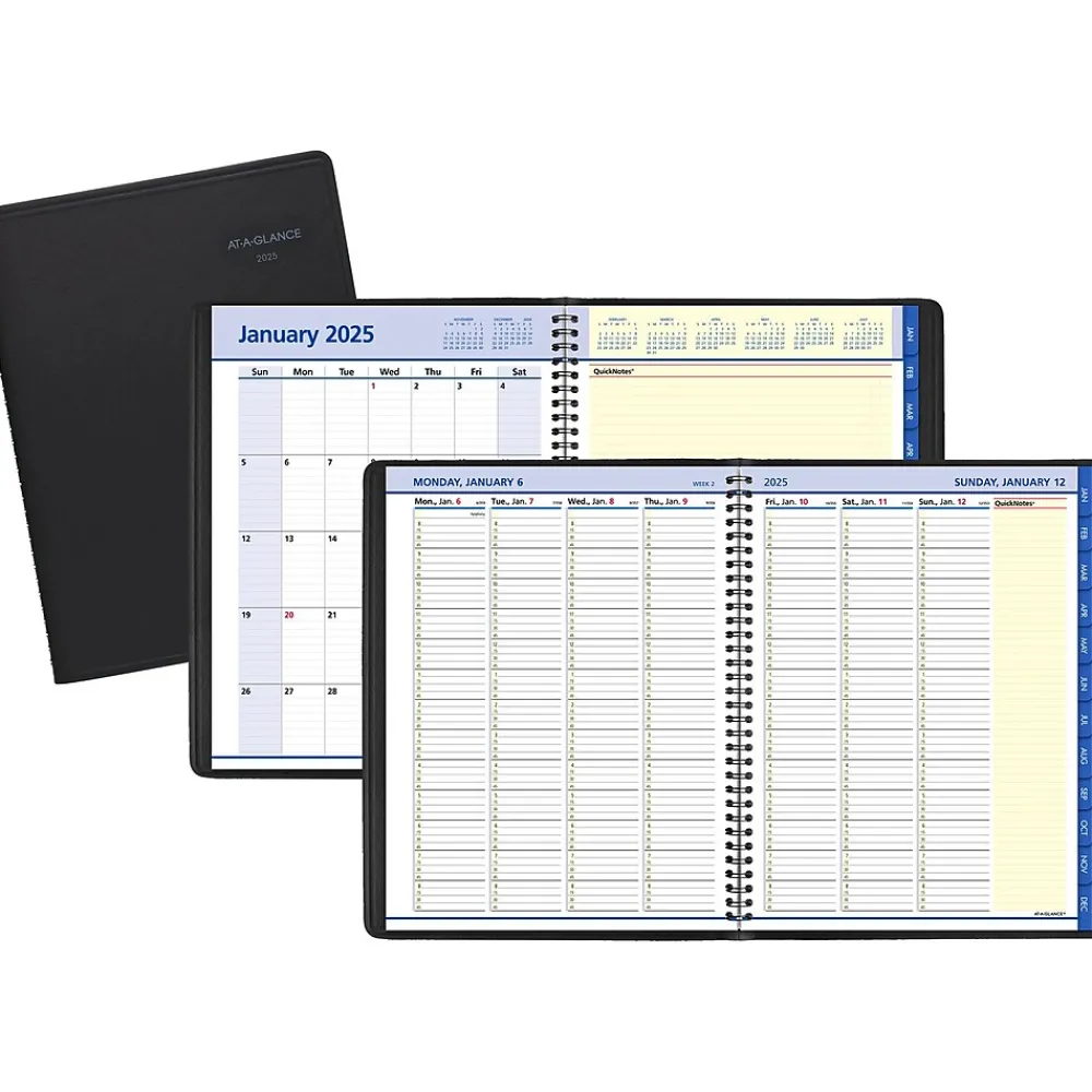 2025 Planners|AT-A-GLANCE 2025 QuickNotes 8.25" x 11" Weekly & Monthly Appointment Book, Faux Leather Cover, Black (76-950-05-25)