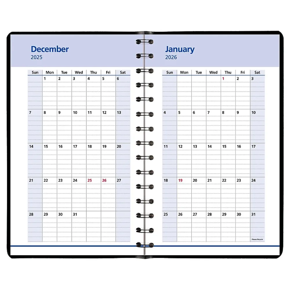 2025 Planners|AT-A-GLANCE 2025 QuickNotes 5" x 8" Daily & Monthly Appointment Book, Faux Leather Cover, Black (76-04-05-25)