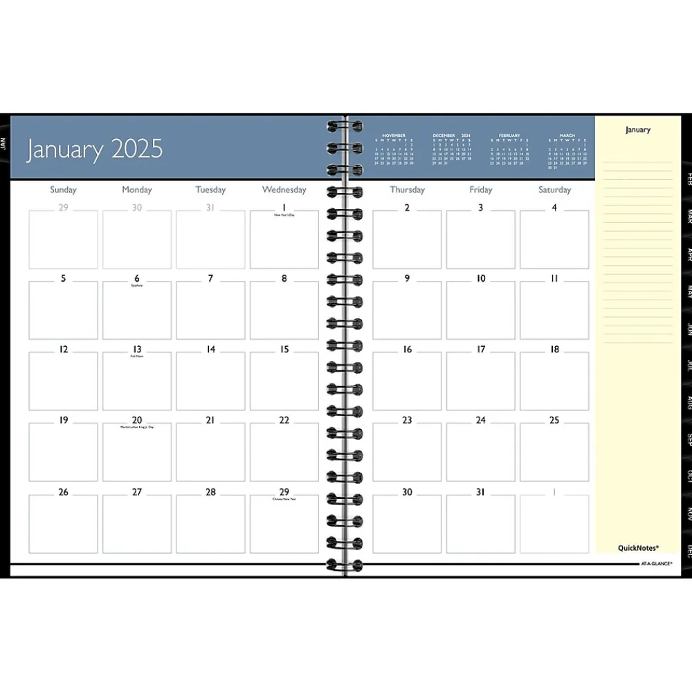 2025 Planners|AT-A-GLANCE 2025 QuickNotes 8" x 11" Weekly & Monthly Planner, Faux Leather Cover, Black (760352-05-25)