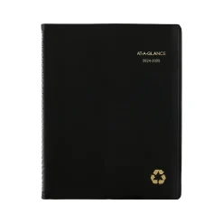 Academic Planners|AT-A-GLANCE 2024-2025 Recycled 8.25" x 11" Academic Weekly & Monthly Appointment Book, Faux Leather Cover, Black