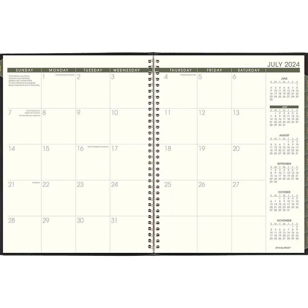 Academic Planners|AT-A-GLANCE 2024-2025 Recycled 8.25" x 11" Academic Weekly & Monthly Appointment Book, Faux Leather Cover, Black