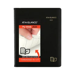 2025 Planners|AT-A-GLANCE 2025 Recycled 8.25" x 11" Weekly & Monthly Appointment Book Planner, Faux Leather Cover, Black (70-950G-05-25)