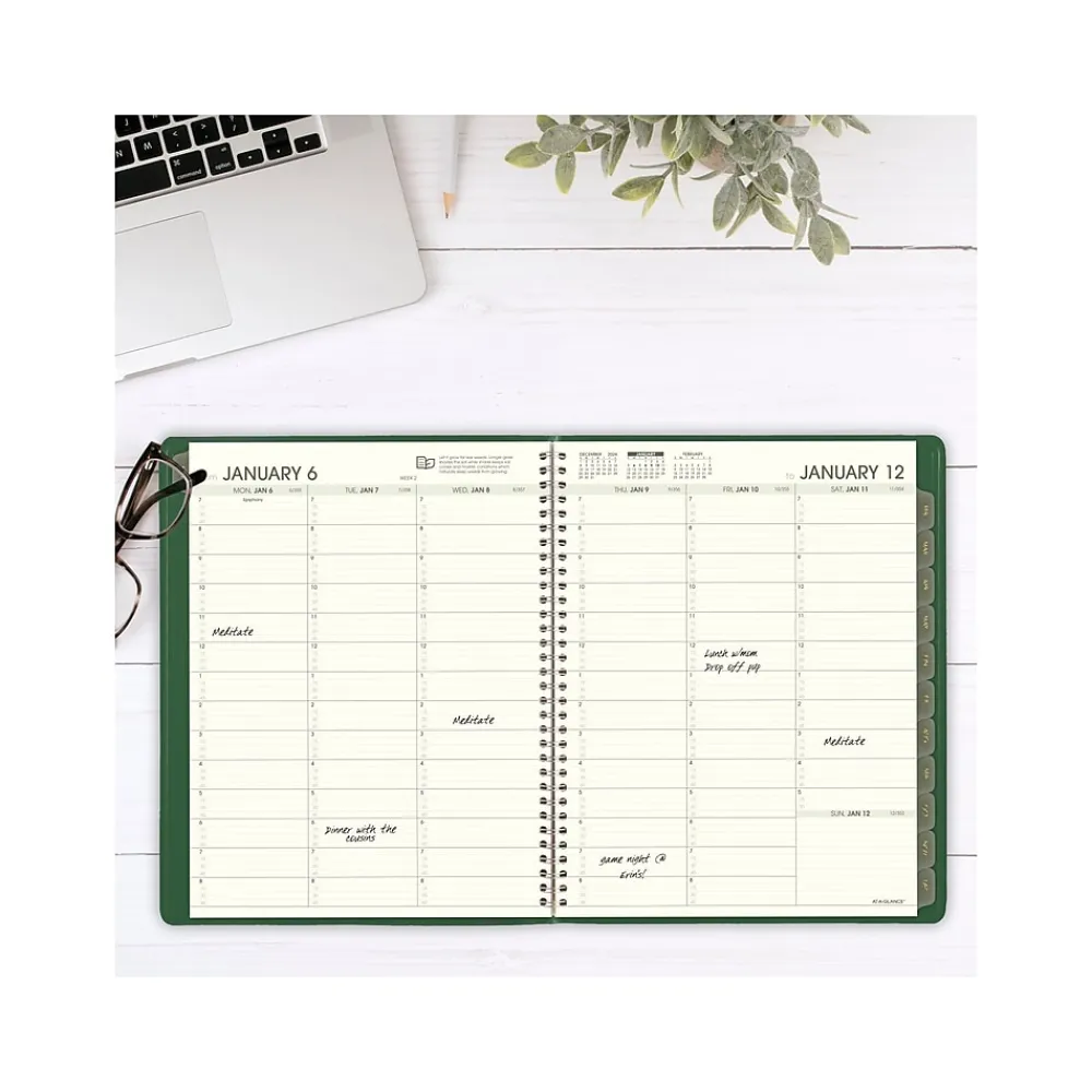 2025 Planners|AT-A-GLANCE 2025 Recycled 8.25" x 11" Weekly & Monthly Appointment Book, Faux Leather Cover, Green (70-950G-60-25)