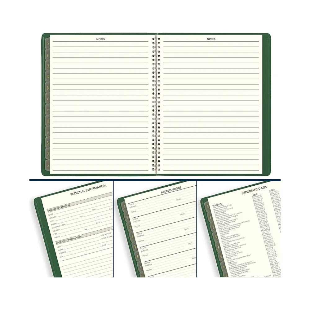2025 Planners|AT-A-GLANCE 2025 Recycled 8.25" x 11" Weekly & Monthly Appointment Book, Faux Leather Cover, Green (70-950G-60-25)