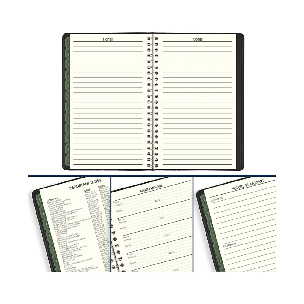 2025 Planners|AT-A-GLANCE 2025 Recycled 5" x 8" Weekly & Monthly Appointment Book Planner, Faux Leather Cover, Black (70-100G-05-25)