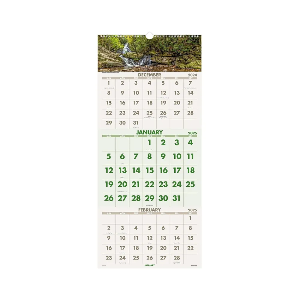 2025 Calendars|AT-A-GLANCE 2025 Scenic 12" x 27" Three-Month Wall Calendar (DMW503-28-25)