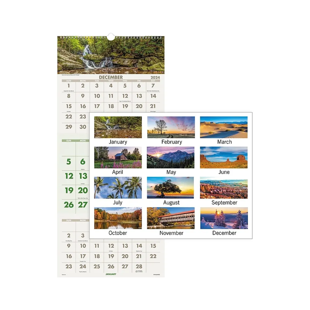 2025 Calendars|AT-A-GLANCE 2025 Scenic 12" x 27" Three-Month Wall Calendar (DMW503-28-25)