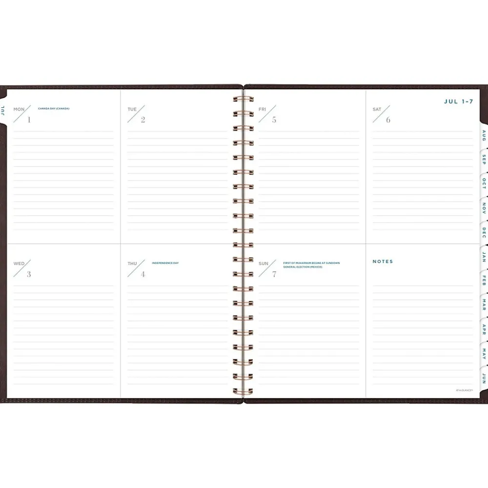 Academic Planners|AT-A-GLANCE 2024-2025 Signature 8.5" x 11" Academic Weekly & Monthly Planner, Faux Leather Cover, Distressed Brown