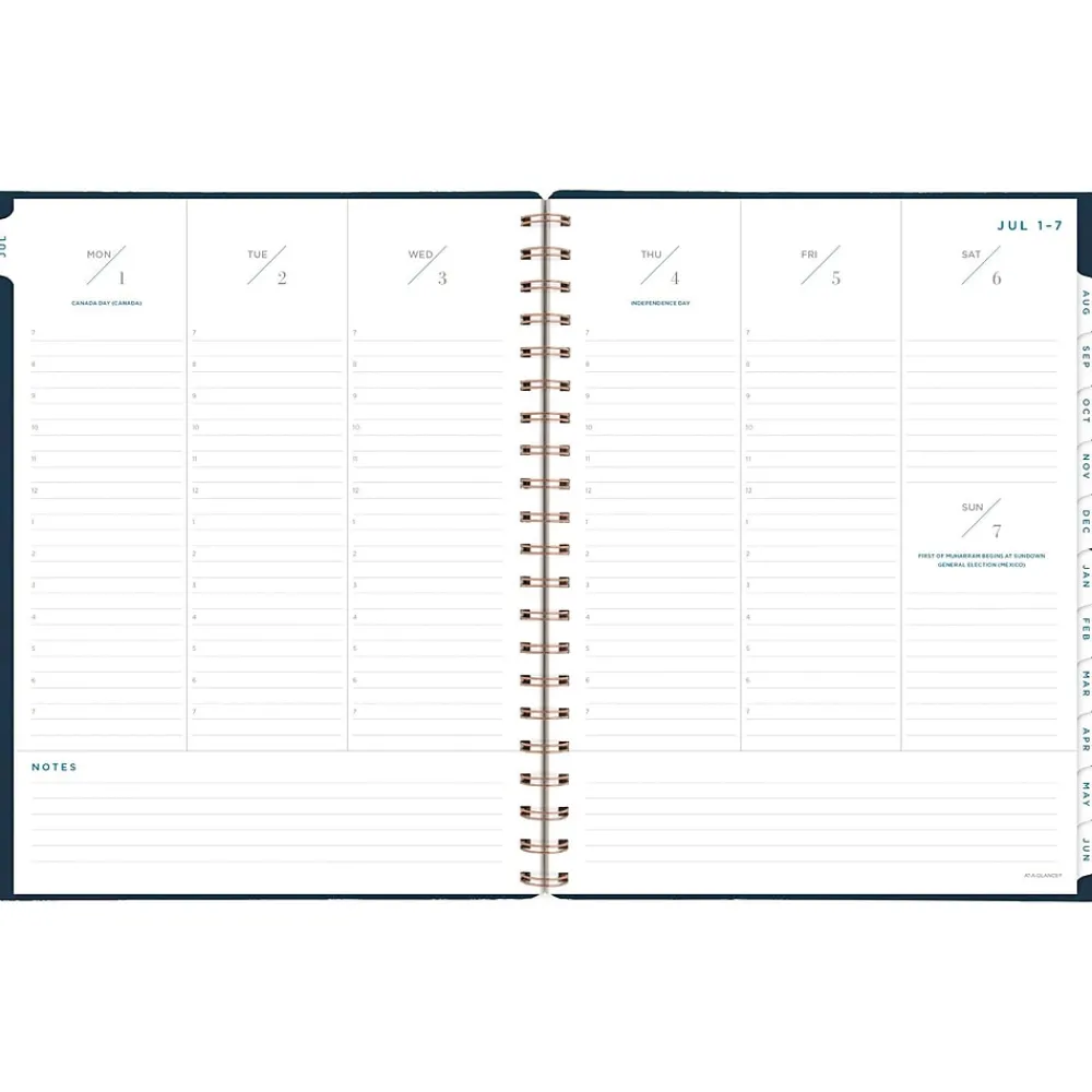 Academic Planners|AT-A-GLANCE 2024-2025 Signature 8.5" x 11" Academic Weekly & Monthly Planner, Faux Leather Cover, Navy (YP905A-20-25)