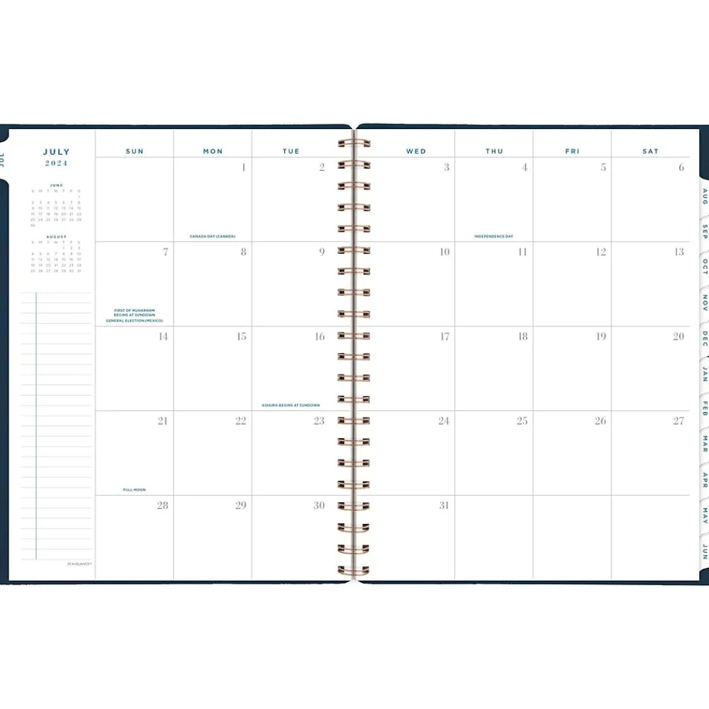 Academic Planners|AT-A-GLANCE 2024-2025 Signature 8.5" x 11" Academic Weekly & Monthly Planner, Faux Leather Cover, Navy (YP905A-20-25)