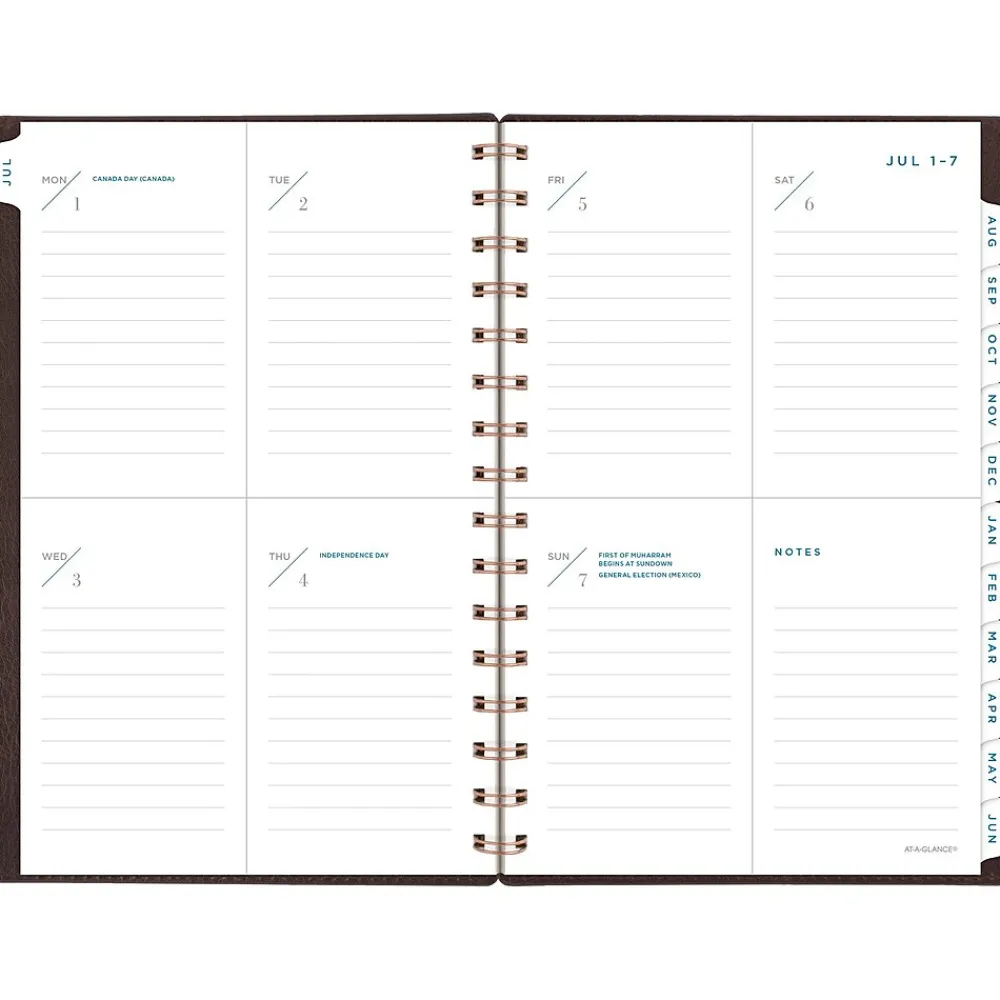 Academic Planners|AT-A-GLANCE 2024-2025 Signature 5.5" x 8.5" Academic Weekly & Monthly Planner, Faux Leather Cover, Brown (YP200A-09-25)