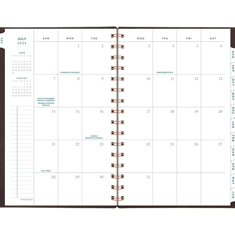 Academic Planners|AT-A-GLANCE 2024-2025 Signature 5.5" x 8.5" Academic Weekly & Monthly Planner, Faux Leather Cover, Brown (YP200A-09-25)