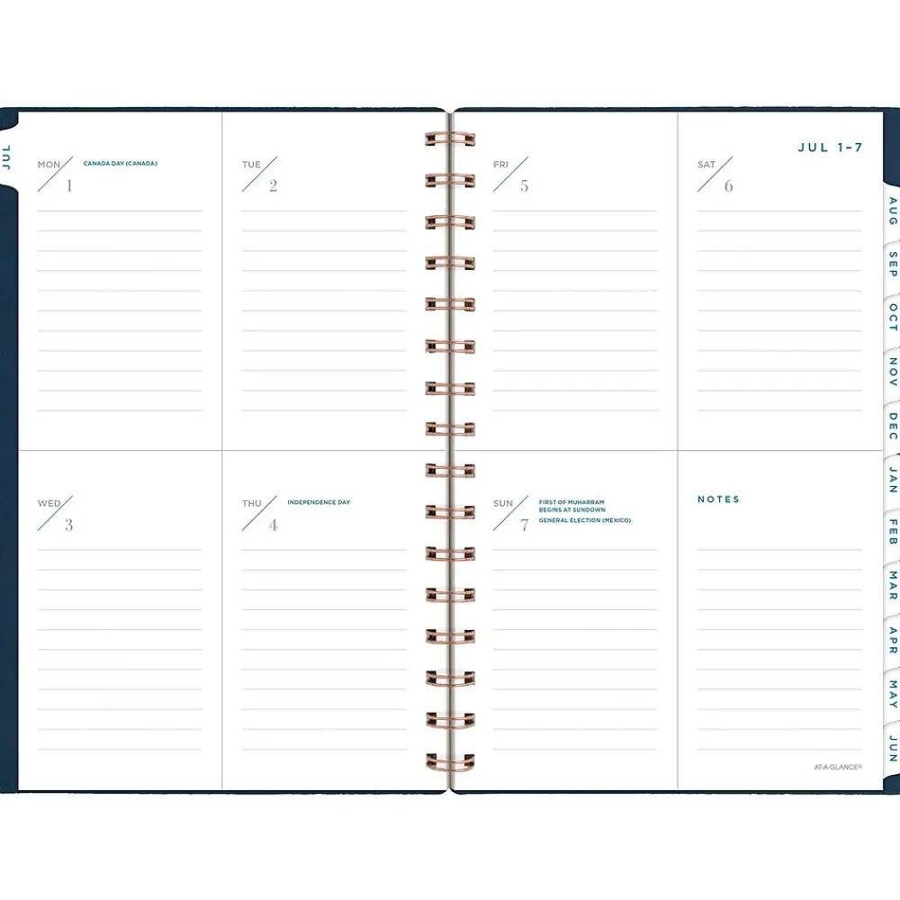 Academic Planners|AT-A-GLANCE 2024-2025 Signature Collection 5.5" x 8.5" Academic Weekly & Monthly Planner, Faux Leather Cover, Navy