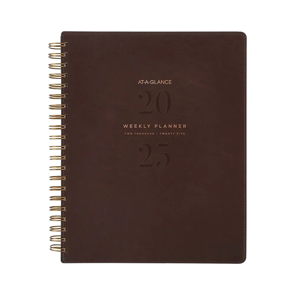 2025 Planners|AT-A-GLANCE 2025 Signature Collection 8.5" x 11" Weekly & Monthly Planner, Faux Leather Cover, Brown (YP905-09-25)