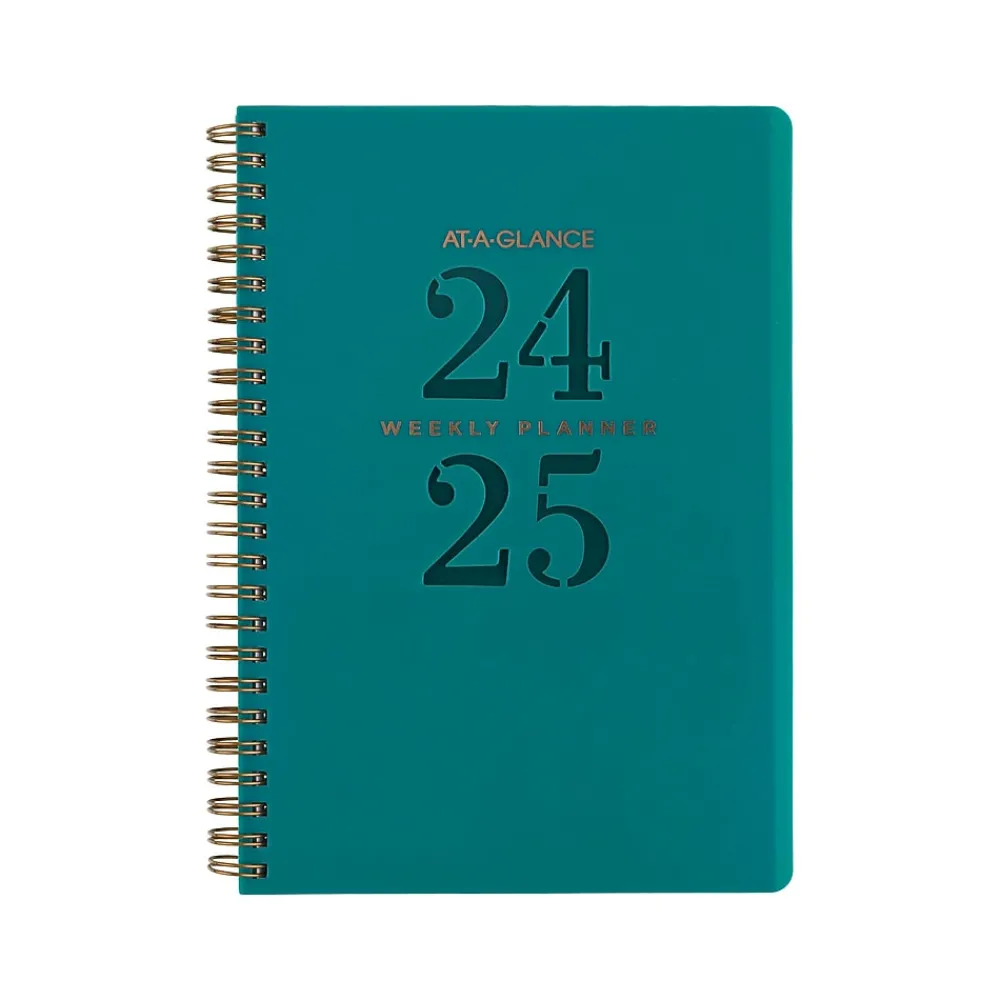 Academic Planners|AT-A-GLANCE 2024-2025 Signature Lite 5.5" x 8.5" Academic Weekly & Monthly Planner, Teal (YP20LA-12-25)