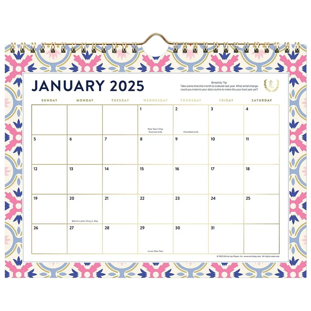2025 Calendars|AT-A-GLANCE 2025 Simplified by Emily Ley Tile 11" x 8.5" Monthly Wall Calendar (EL35-709-25)