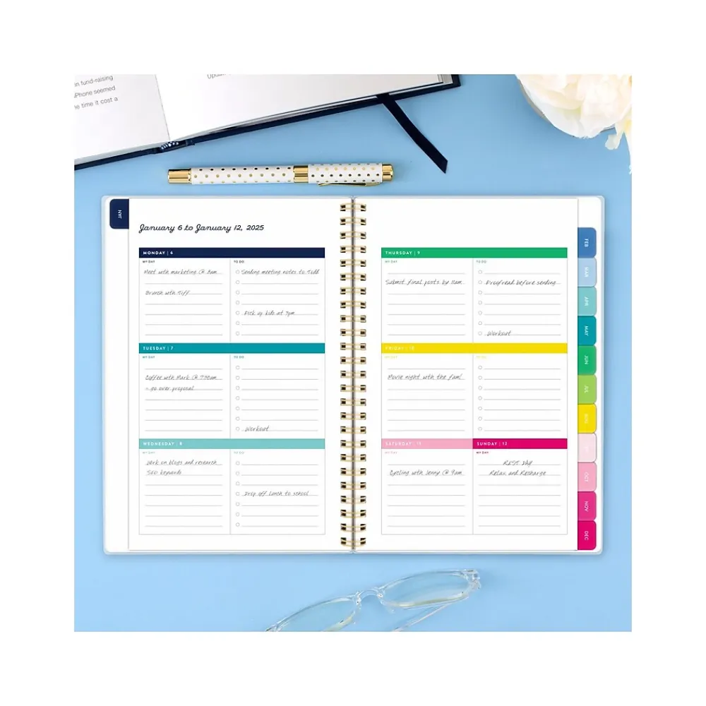 2025 Planners|AT-A-GLANCE 2025 Simplified by Emily Ley Tile 5.5" x 8.5" Weekly & Monthly Planner, Poly Cover, Multicolor (EL35-200-25)