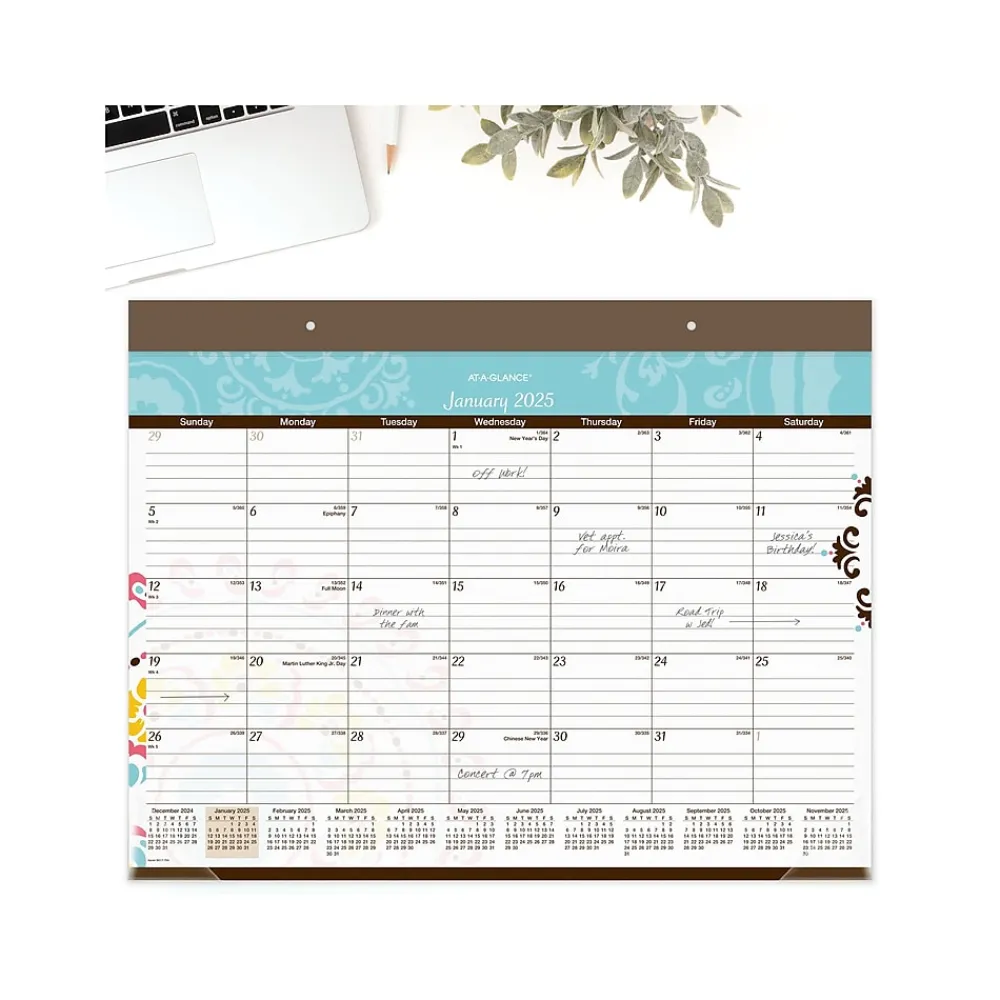 2025 Calendars|AT-A-GLANCE 2025 Suzani 21.75" x 17" Monthly Desk Pad Calendar (SK17-704-25)