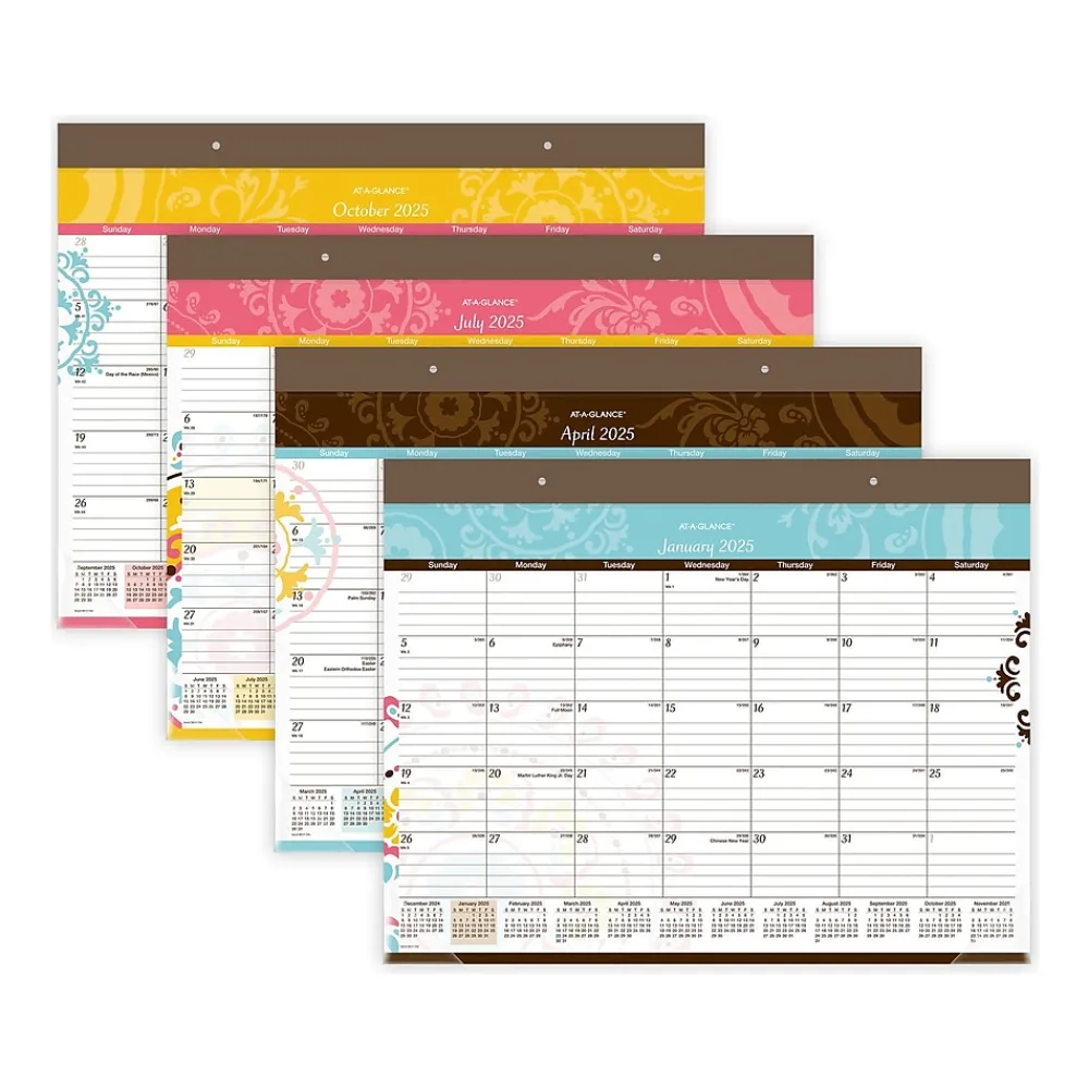2025 Calendars|AT-A-GLANCE 2025 Suzani 21.75" x 17" Monthly Desk Pad Calendar (SK17-704-25)