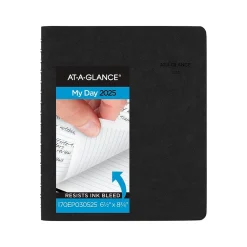 2025 Planners|AT-A-GLANCE 2025 The Action Planner 6.5" x 8.75" Daily Appointment Book, Faux Leather Cover, Black (70-EP03-05-25)