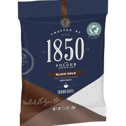 1850 Black Gold Ground Coffee, Fraction Pack, Dark Roast, 2.5 oz., 24/Carton (SMU02151)