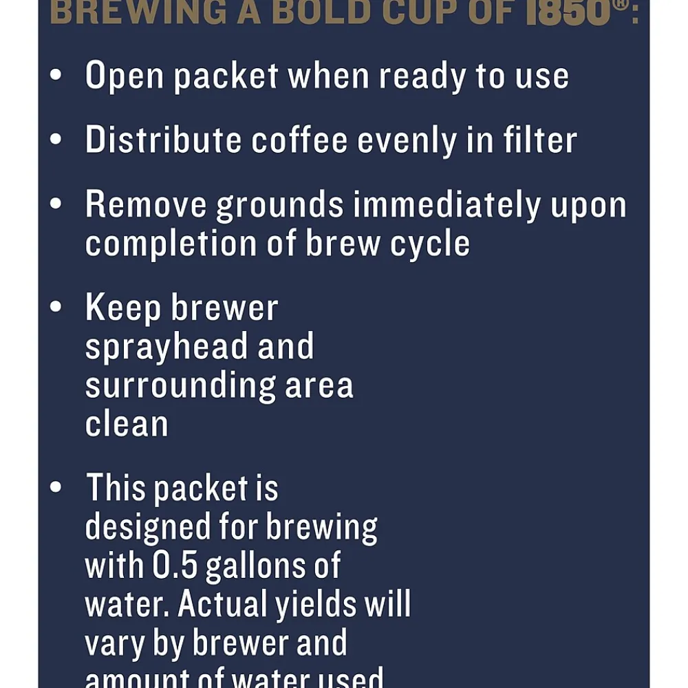 1850 Black Gold Ground Coffee, Fraction Pack, Dark Roast, 2.5 oz., 24/Carton (SMU02151)