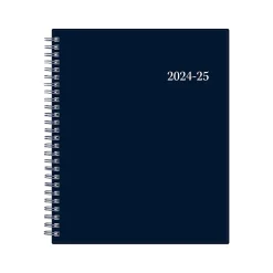 Academic Planners|Blue Sky 2024-2025 7" x 9" Academic Weekly & Monthly Planner, Plastic Cover, Solid Navy (148675-A25)
