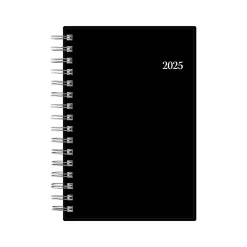 2025 Planners|Blue Sky 2025 5" x 8" Daily & Monthly Planner, Plastic Cover, Solid Black (148362)