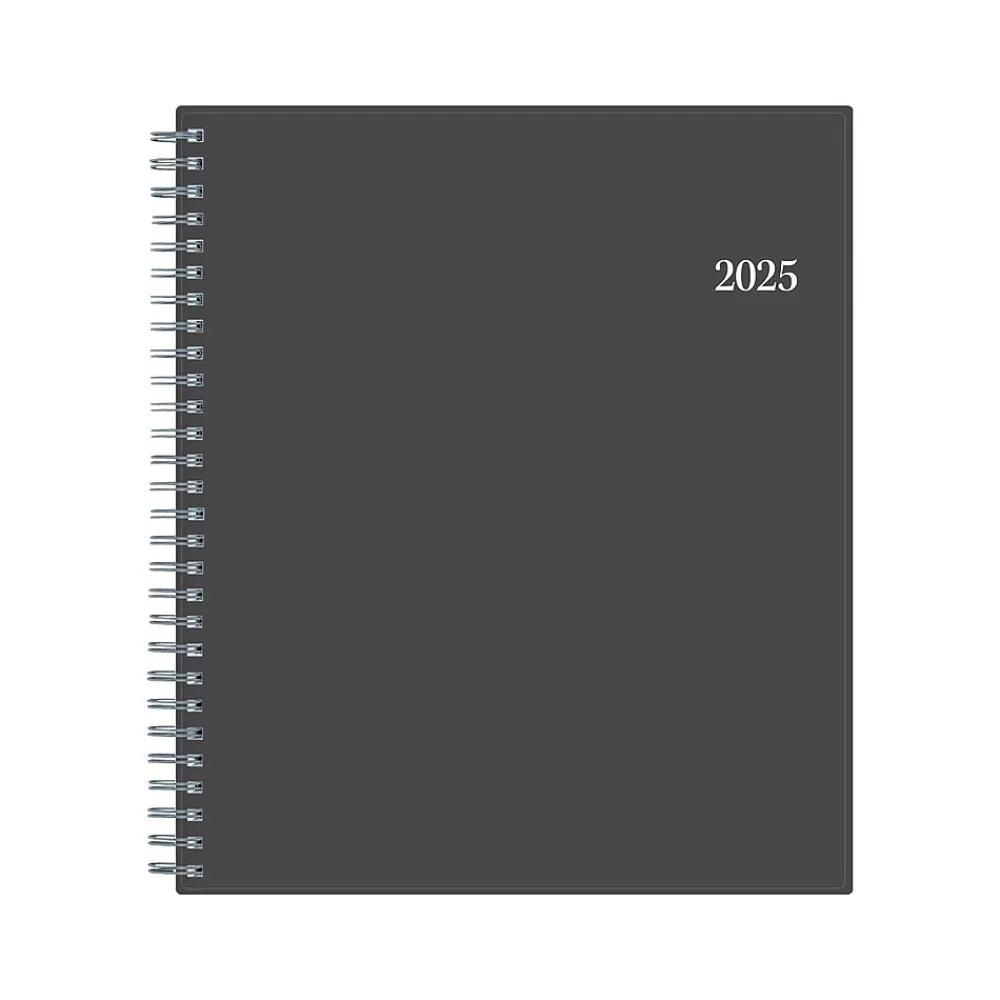 2025 Planners|Blue Sky 2025 8" x 10" Monthly Planner, Plastic Cover, Charcoal Gray (100011-25)