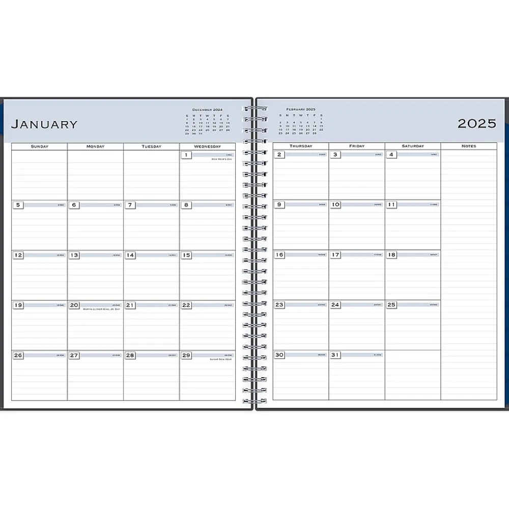 2025 Planners|Blue Sky 2025 8" x 10" Monthly Planner, Plastic Cover, Charcoal Gray (100011-25)