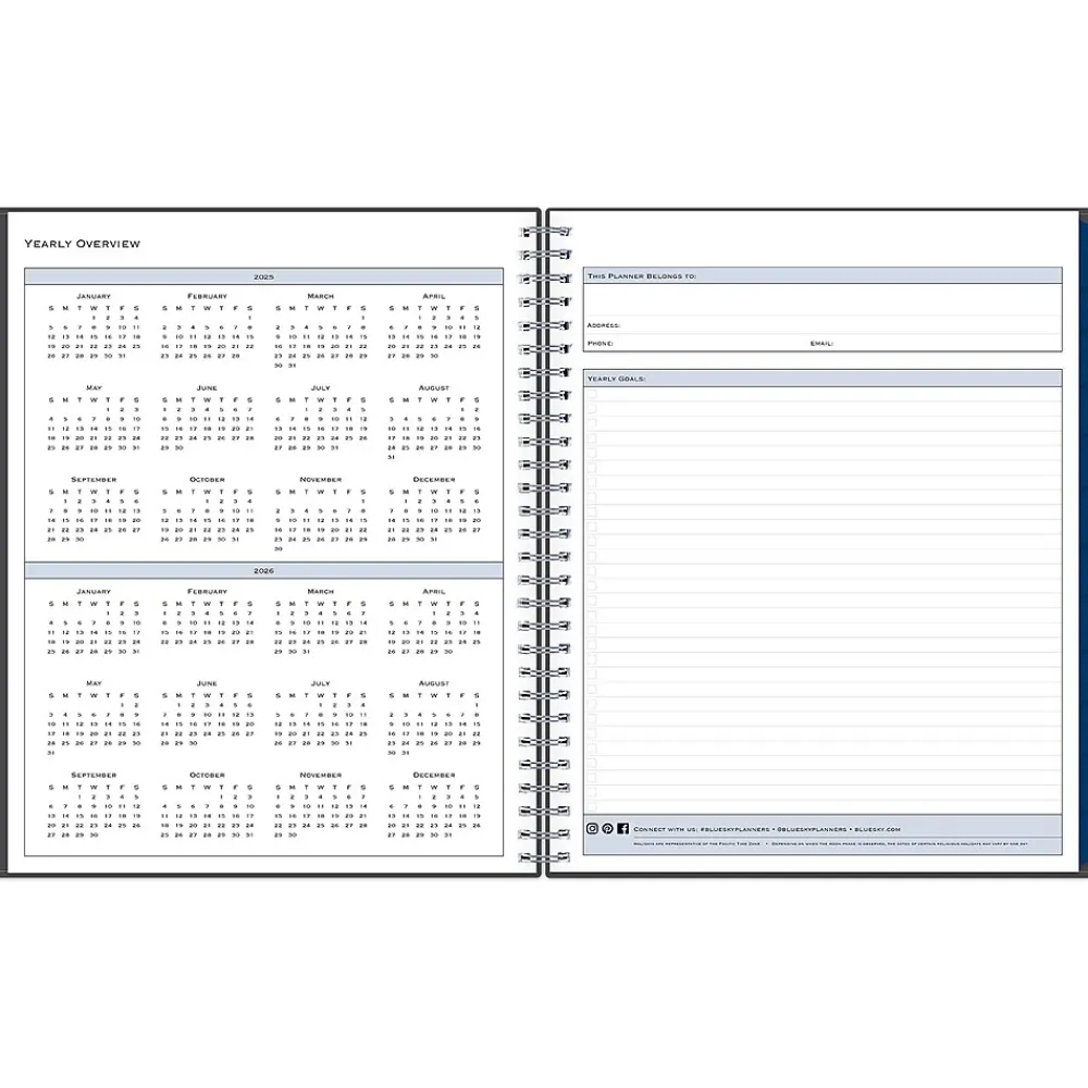 2025 Planners|Blue Sky 2025 8" x 10" Monthly Planner, Plastic Cover, Charcoal Gray (100011-25)