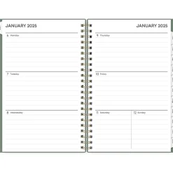 2025 Planners|Blue Sky 2025 5" x 8" Weekly & Monthly Planner, Plastic Cover, Linden Green (148237)