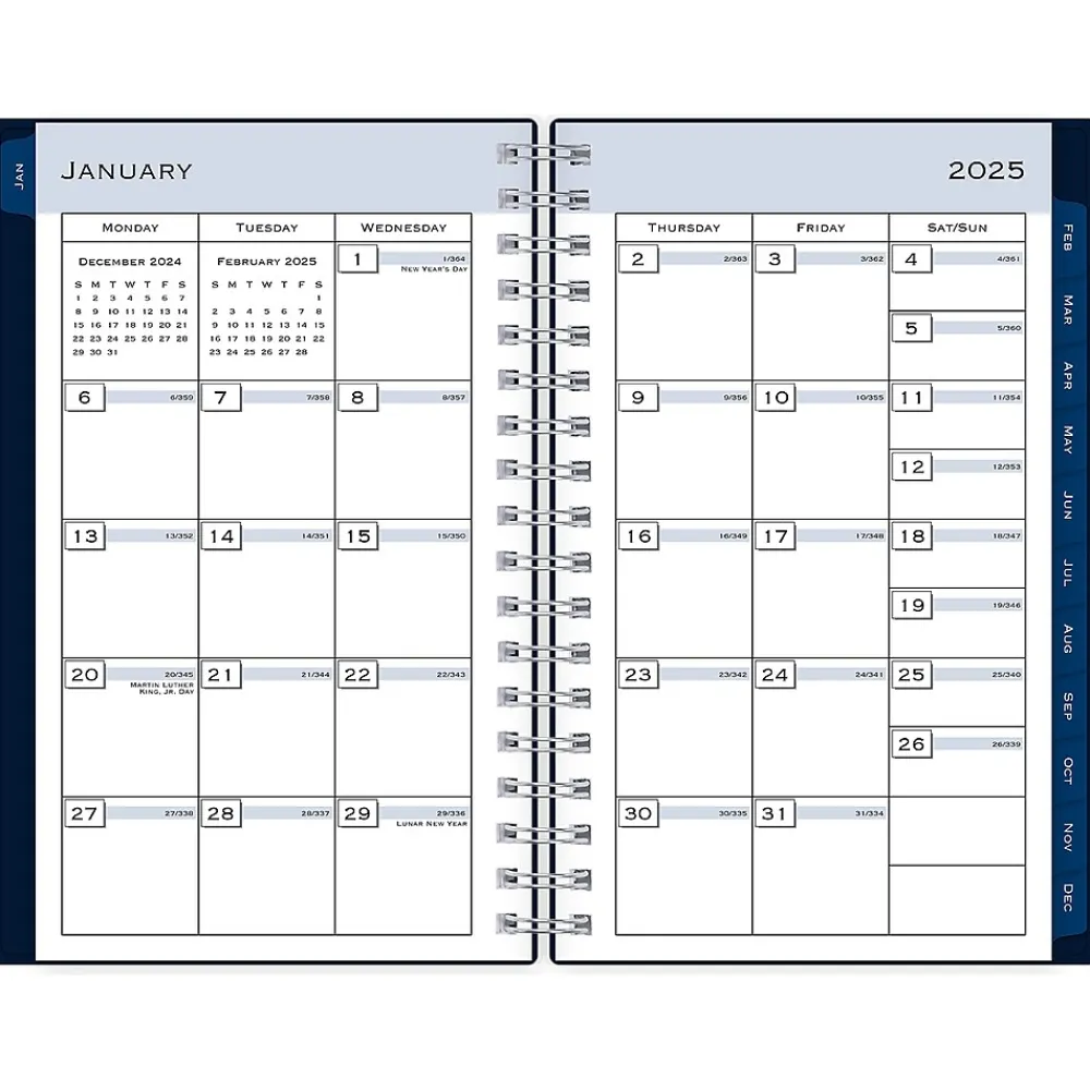 2025 Planners|Blue Sky 2025 3.63" x 6.13" Weekly & Monthly Planner, Plastic Cover, Navy Blue (148395)