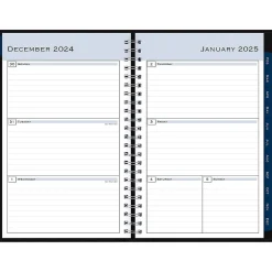2025 Planners|Blue Sky 2025 5" x 8" Weekly & Monthly Planner Portfolio, Faux Leather Cover, Black (148453)