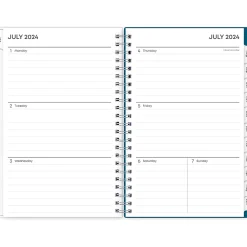 Academic Planners|Blue Sky 2024-2025 Bakah Blue 5" x 8" Academic Weekly & Monthly Planner, Plastic Cover, Blue/White (131969-A25)
