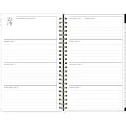 Academic Planners|Blue Sky 2024-2025 Belinda Selene Nyla 5" x 8" Academic Weekly & Monthly Planner, White/Black (149822)