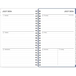 Academic Planners|Blue Sky 2024-2025 Cloudsy 5" x 8" Academic Weekly & Monthly Planner, Plastic Cover, Blue/Brown (150128)