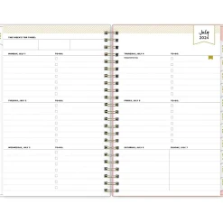 Academic Planners|Blue Sky 2024-2025 Day Designer Casa Bella 5" x 8" Academic Weekly & Monthly Planner, Plastic Cover, Coral/White (149833)