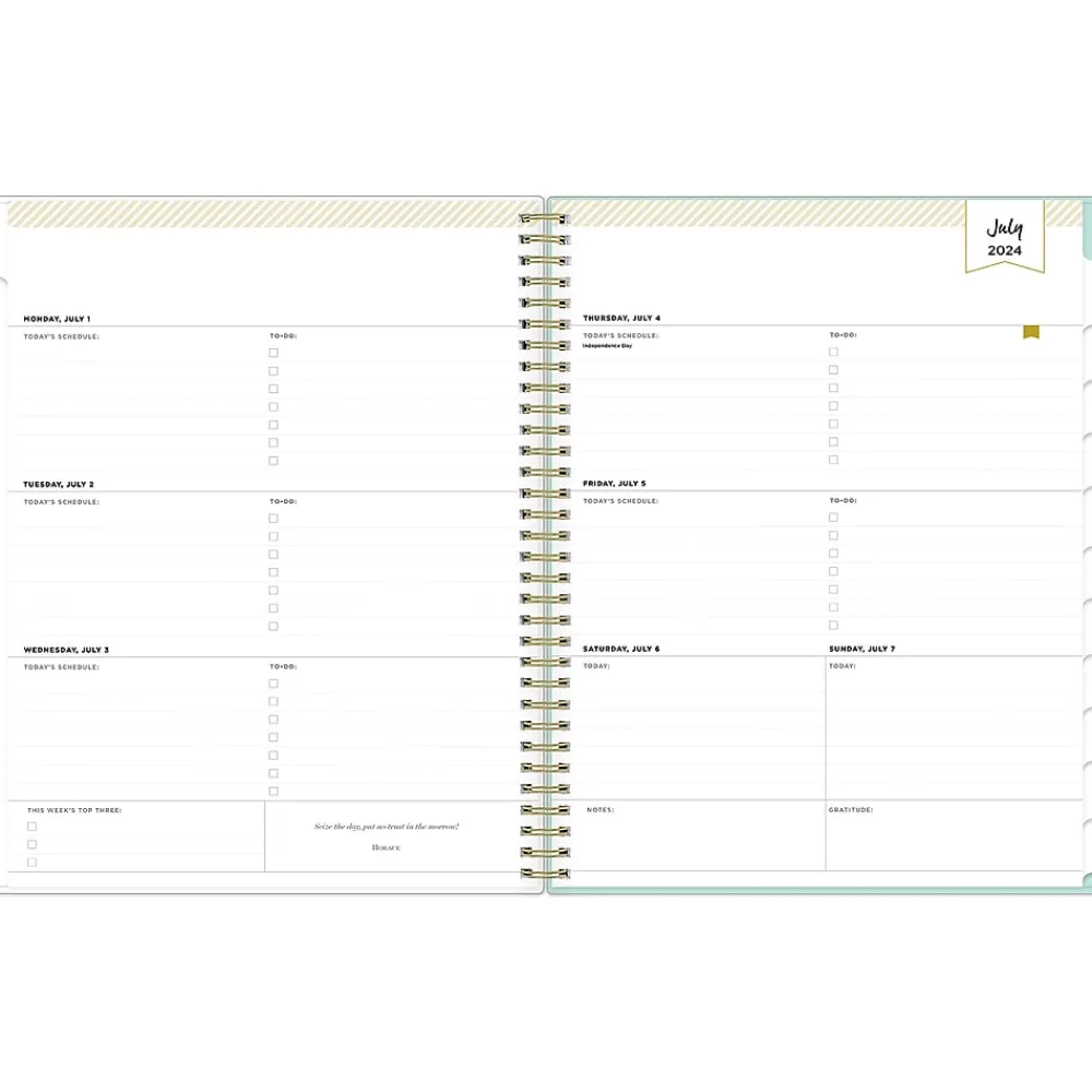 Academic Planners|Blue Sky 2024-2025 Day Designer Flower Field Mint 8.5" x 11" Weekly & Monthly Planner, Plastic Cover, Multicolor (144877)
