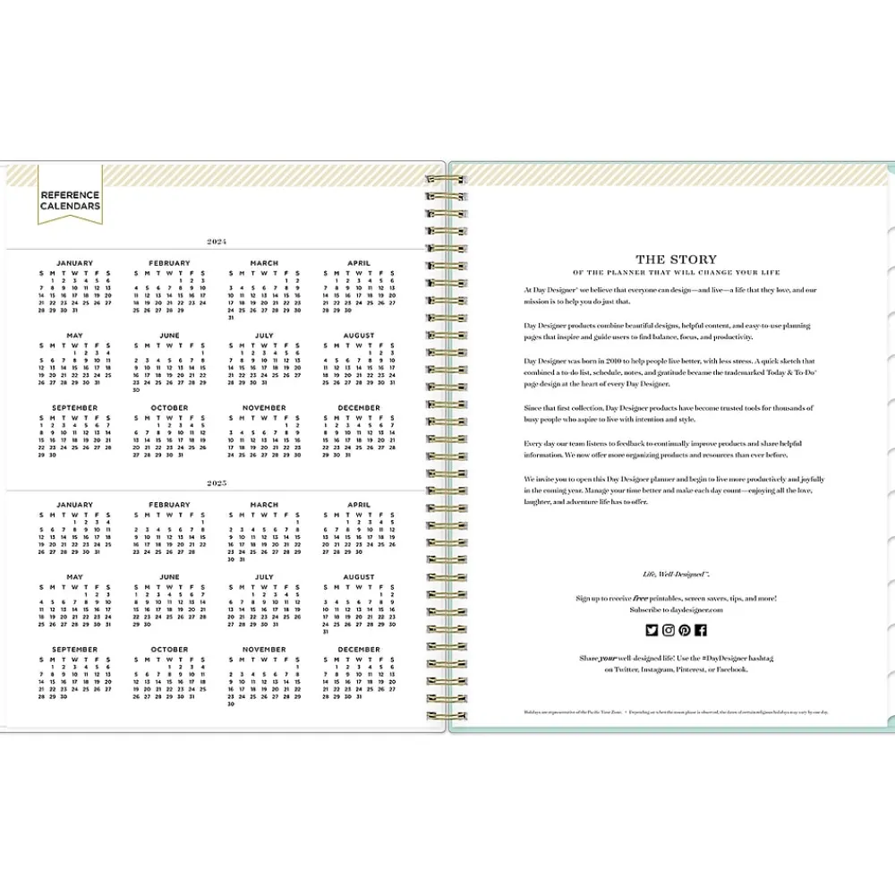 Academic Planners|Blue Sky 2024-2025 Day Designer Flower Field Mint 8.5" x 11" Weekly & Monthly Planner, Plastic Cover, Multicolor (144877)