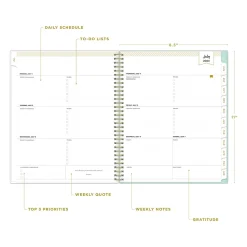 Academic Planners|Blue Sky 2024-2025 Day Designer Flower Field Mint 8.5