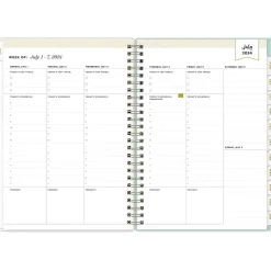 Academic Planners|Blue Sky 2024-2025 Day Designer Flower Field Mint 5.88" x 8.6" Academic Weekly & Monthly Planner, Plastic Cover, Multicolor