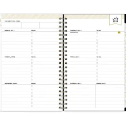 Academic Planners|Blue Sky 2024-2025 Day Designer Painted Leopard Gray 5" x 8" Academic Weekly & Monthly Planner, Plastic Cover, Black/Gray