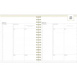 Academic Planners|Blue Sky 2024-2025 Day Designer Rugby Stripe 8" x 10" Academic Daily Planner, Plastic Cover, White/Black (137885-A25)